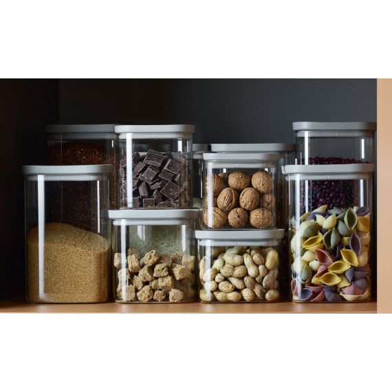 Банка для хранения прямоугольная Vacuum Glass, 1,5 л, светло-серая, Smart Solutions, фото , изображение 4
