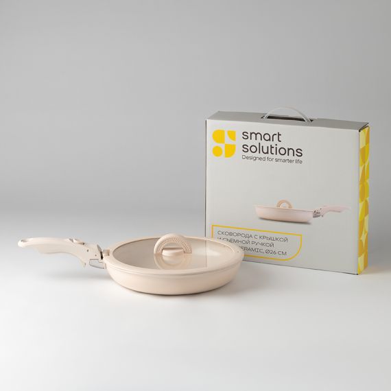 Сковорода с крышкой и съемной ручкой Smart Ceramic, ?26 см, Smart Solutions, фото , изображение 11