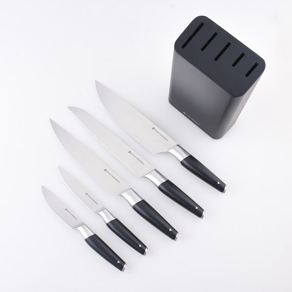 Набор ножей кухонных с подставкой Prime, 5 шт., черный, Smart Solutions, фото , изображение 4