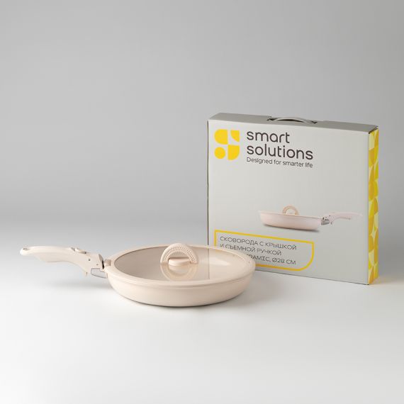 Сковорода с крышкой и съемной ручкой Smart Ceramic, ?28 см, Smart Solutions, фото , изображение 11